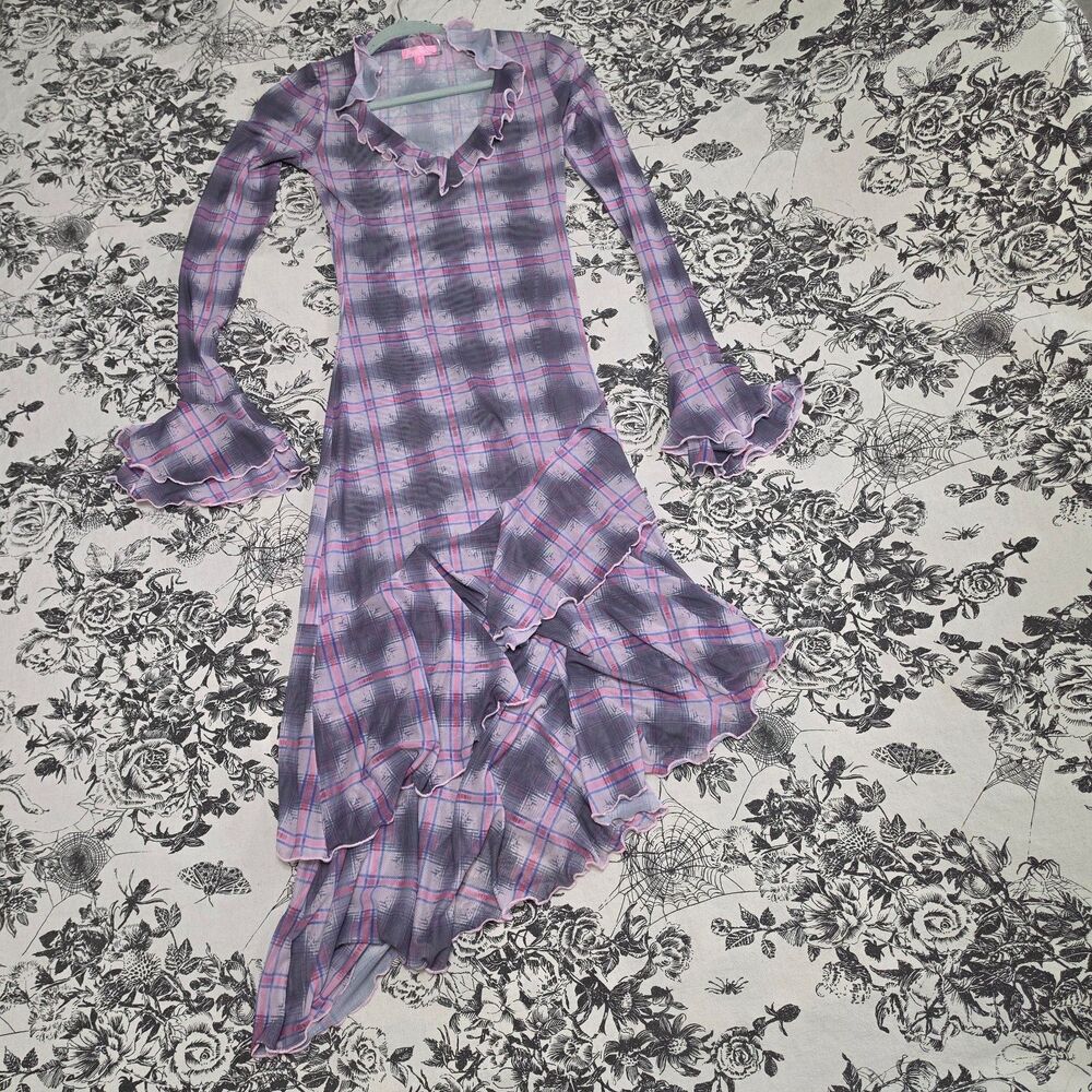 Dolls Kill Sugar Thrillz Plaid Mesh Dress - Picture 3 of 12